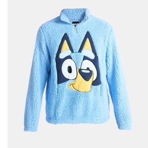 Bluey Plush Fleece Quarter Zip Sweatshirt Large NWT